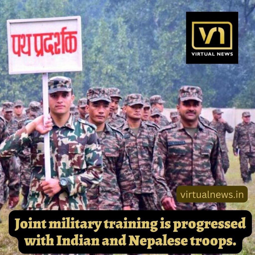 Joint military training is progressed with Indian and Nepalese troops.